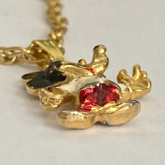 Vintage Disney Mickey Mouse Necklace Pendant Gold Plated 20" Disneyana Signed - Picture 3 of 9